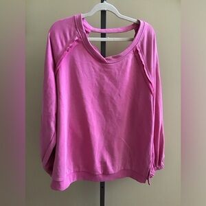 POL NWT Top French Terry Pink Lace Back Details Fits Small - Large